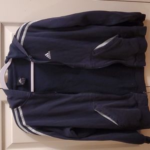 Adidas navy zip up hooded jacket